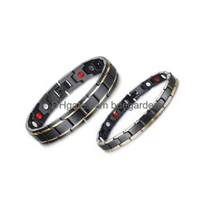 Bangle 316L Rostfritt stål Health Energy Armband Men s Titanium Bio Magnet Therapy Power Womens For Par Fashion Jewelry Drop de DHO14