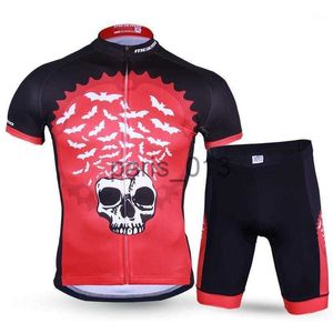 Others Apparel Trade Tour Skeleton Bike Short-sleeve Cycling Clothes Set Moisture Wicking Car Caps Masks x0915