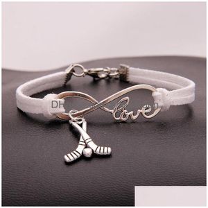 Urok bransolety hokej nietoperzy sport Kobiety Infinity Love Veet String Rope Warp Bangle for Men's Proste biżuterię w BK Drop dostarczenie dhpqh