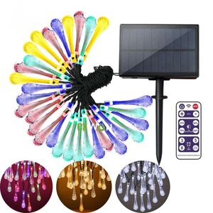 Stringa di luci da 100 LED con aggiornamento remoto Pannello solare Multi stile Bubble Ball Star Stringhe di luci fata 8 Modalità di lavoro Natale all'aperto LL