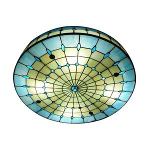 Śródziemnomorski okrągły sypialnia sufit Light Tiffany salon lampa sufitowa