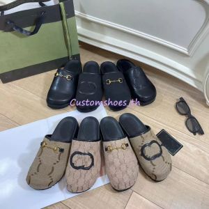 Designer Slippers Women Sandals Flat Comfort Mules Slip on Golden Buckle Shoes Letter Printing Slipper Embroidered G Sandal Womens Flip Flop