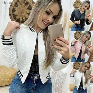 Women's Down Parkas Spring Autumn Jacket Women Coats O-Neck dragkedja Stitching Quilted Bomber Jacket 2020 Nya korta rockar och jackor Kvinnor Kläder1 L230915