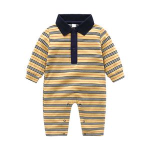 Vår- och hösten babykläder avslappnad långärmad randig pojke flickor nyfödda baby romper 0-3 månader