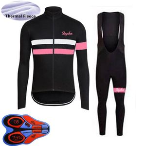 Maglia da ciclismo invernale RAPHA Team Set Maglia da uomo a maniche lunghe in pile termico Camicie con bretelle Kit abbigliamento da mountain bike bicicletta da corsa s324L