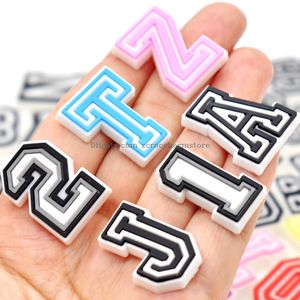 Acessórios para peças de calçados Gibleitz Charms 3 conjuntos Colorfaddblack Whiteaddblack Branco Cinza Letras A-Z e 0-9 Números Pvc Alfabeto Unise Otvuw