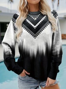 Kvinnors hoodies tröjor Kvinnor Capless Hoodie Casual Cute 3D Print Geo Print Sweatshirt Kläder Autumn Winter Y2K Harajuku Loose Female Pullover 230914