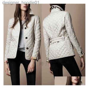 Women's Down Parkas Women'S Jackets Fashion-Wholesale - Womens Jacket Simple Fall Padded Casual Coat Fashion Plaid Quilted Papers Drop Delivery Apparel Dhh3G L230915