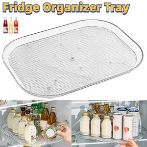 Mats Pads Turntable Organizer For Refrigerator 360 Rotatable Rectangle Storage Rack Clear Kitchen Cabinet Table Pantry 230915