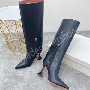Şarap Camı Topuk Diz Botları Kadınlar Sivri Ayak Ayak Parçası Moda Ayakkabı Üzerinde Gerçek Deri Kayma Üzerinde Diz Batı Boot 2022 Kama Topuklular Mules Kış Chelsea Boots Martens