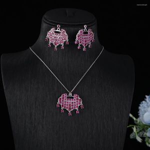 Necklace Earrings Set Trendy 2Pcs Jewelry For Women Wedding Party Dubai Bridal Earring E7885 S443