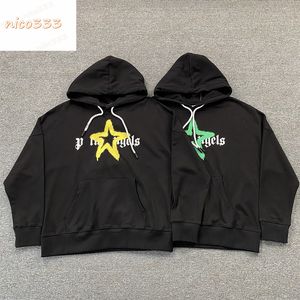 Airbrushed stars letter pattern terry cotton drawstring loose versatile casual men and women fashion heavyweight hoodie