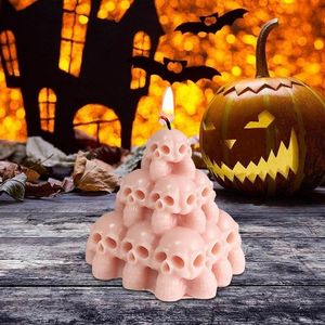 Objetos decorativos estatuetas 3D empilhamento crânios silicone molde de crânio decorações de Halloween moldes de vela para decoração de crânio adereços de decoração acessórios 230914