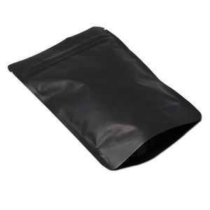 50 Pz / lotto 13/21 cm Custodia per valvola in alluminio puro opaco Custodia per alimenti Sigillatura termica Stand Up Nero Mylar Zip Lock Pacchetto Borse313f