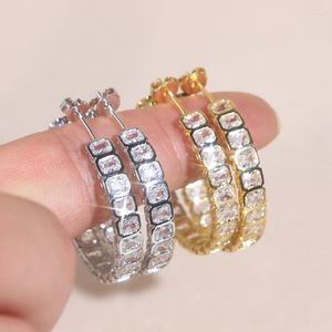 Серьги-кольца Iced Out Bling 5A Цирконий CZ геометрические круглые серьги для женщин Высокое качество