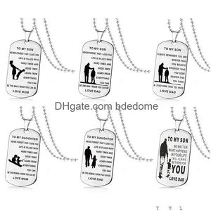Pendant Necklaces To My Son Daughter Inspirational For Boys Girls Stainless Steel Dog Tag Beads Chains Dad Mom Jewelry Gift Drop Deliv Dhae2