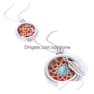 Colares pendentes de alta qualidade de aromaterapia abrindo medalhas flutuantes colar de diamante difusor de óleo essencial para mulheres Drop dh9ln