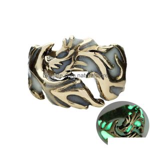 Couple Anneaux Lumineux Individualité Pour Femmes Hommes Accessoires Nécessaires Discothèques Bars Personnalité Dragon Mode Bijoux Bague Drop D Dha42