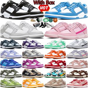 With Box Casual Shoes For Men Women Flat Sneakers Low Panda White Black Grey Fog Triple Pink University Blue Red UNC Medium Olive Light Orewood Mens Trainers Walking