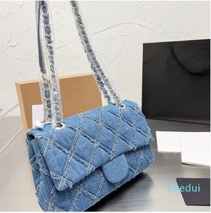 Klassisk Flap Woman Fashion Bags Denim Jeans Blue Double Interwoven Chain Designer Handväskor 20S Spring/Summer Wallet Handle Tote Crossbody Clutch Luxury Plånbok