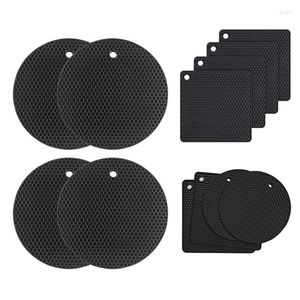 Table Mats 4Pcs Silicone Pot Coasters Holders For Kitchen Dishwasher Safe Heat Resistant Black