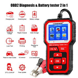 Konnwei Diagnostic Tools KW681 6V 12V CAR MOTORCYCLE Batteritestare OBD 2 Auto Diagnostic Tool 2 In1 2000 CCA Car Diagnostics OBD22908