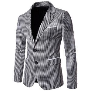 Nibesser Casual Plaid Print Men Blazer Fashion Long Sleeve Wedding Dress Coat Autumn White Social Business Mens Blazer Jacket2400