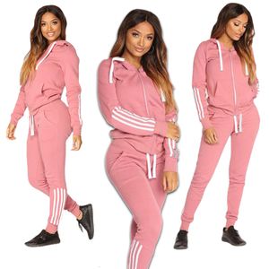 Kadınların Trailtsuits 2023 Bahar Sonbahar Kadın Sweatshirt Set Düz Renk Sıradan Fermuarı Hoodies Günlük Spor Salonu Jogging 2 Parçalı Kadın Pantolon Setleri 230915