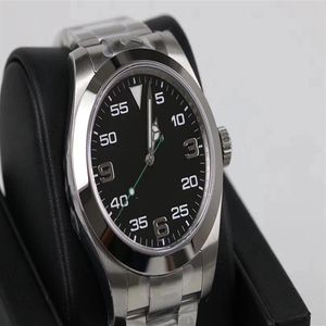 2020 New Style RO Automatic 2813 Movement Air King Men Watch Black Dial 316ステンレスバンド男性ウォッチモノーHEMMO2794