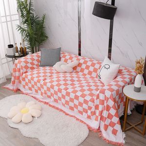 Simple Sofa Towel Full Covered Thai Style Sofas Covers Black and White Chessboard Grid Cover Sofa Slipcover