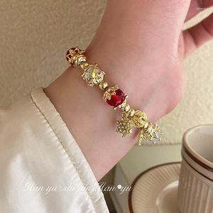 Strand Colorful Crystal Beads Christmas Snowflake Bracelet Light Luxury Fashion Small Design Sweet Versatile Letter Hanging Tag Bracele