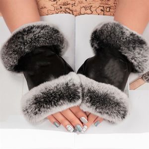 Lederhandschuhe der Luxusmarke und Woll-Touchscreen-Kaninchenfell, kältebeständig, warm, Schaffell-Abschiedsfinger326Y