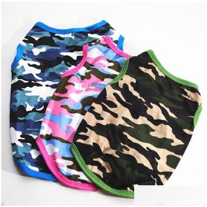 Dog Apparel Pet Dogs Cotton Camouflage T-Shirt Pets Spring Summer Camo Printed Clothes Animal Cat Puppy Sleeveless Vest Th0555 Drop De Dhfby