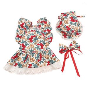 Dog Apparel Pet Dress Set Small Dogs Cats Includes Harness Hat Bow Tie Perfect For Birthdays Summer Vest Dresses