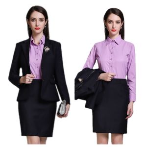 İki parçalı elbise Korea Yüksek Kaliteli Sonbahar Kış Resmi Bayanlar Gri Blazer Kadınlar Takım Takım Giyim Ofis Üniforma 5xl Boyut Ceket Setleri 230914