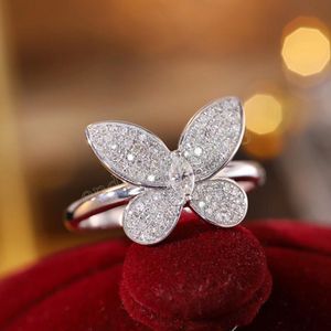 Creative Leaf Petal Ring Female Korean Temperament Luxury Full Set Zirconia Opening Ring Party Birthday Jewety Gift