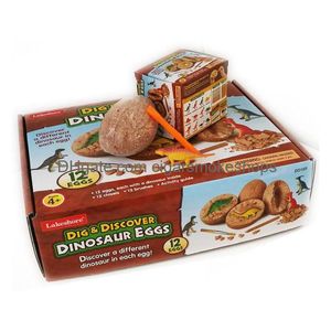 Party Favor Dig Diser Dino Egg Excavation Toy Kit unik dinosaurie Egsk påskarkeologi Science Gift Favors for Kids 12 Models Drop DHQWH