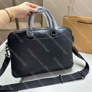 Borsa per laptop di design Borsa da uomo Valigetta classica in pelle nera Borse da uomo a tracolla di lusso da 38 cm Borsa per computer ad alta capacità