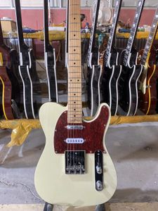 Versão de guitarra elétrica tl, encadernação preta, concha de tartaruga vermelha, pickguard, escala de bordo, creme, cor branca, frete grátis