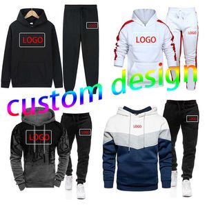 Kendi Tasarım Marka Resminiz Kişiselleştirilmiş Özel Erkekler DIY Trachsuit Hoodies Sweatpants Casual Hoody Giyim Stili SXL