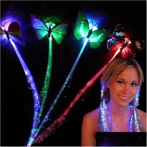 Clipes de cabelo Barrettes Flash LED Tranças com Fibra de Borboleta Hairpin Luminoso Clipe Peruca Partido KTV Brilho Suprimentos Acessório Drop Delivery J DHCJD