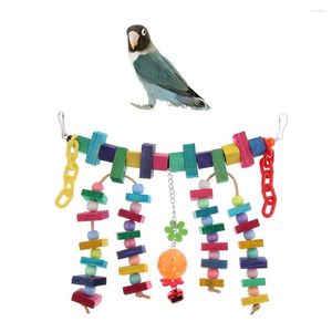 Other Bird Supplies Parakeet Cage Toy Ladder Colorful Wooden Chain Flexible Bridge Chew