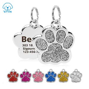 Hundhalsar LÄNGA PERSONALISERA ENGRAVING PET KAT Namn Taggar Anpassade ID-tagg Krolltillbehör Tamnplatta Anti-Lost Pendant Metal Keyring 230915