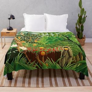 Blankets Henri Rousseau - Exotic Landscape Throw Blanket Weighted Baby Flannel Fabric