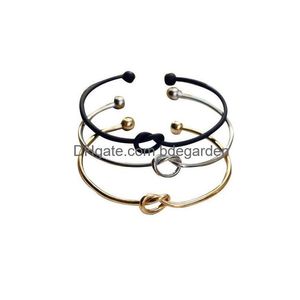 Braccialetti del filo aperto espandibile di rame di alta qualità del polsino Braccialetti del nodo di amore delle donne per le ragazze delle signore Moda semplice consegna di gioielli di goccia Dhxdq