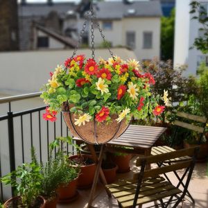 装飾的な花を吊るし鉢植えの金属プランター屋外植物バスケット飾り屋内花反バインホームフラワーポットコンテナガーデニング