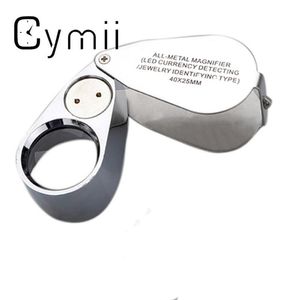 Cymii Watch Reparation Tool Metal Jeweler LED MicroScope förstoringsförstoringsglas Loupe UV -ljus med plastbox 40x 25mm288a