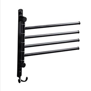 Stainless Steel Black Finish Swing Out Towel Bar Folding Arm Swivel Hanger Holder Folding Movable Bath Towel Bar T2009162357