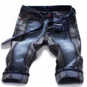 Calças de brim masculinas estilo verão retalhos calças curtas dos homens de alta qualidade casual curto plus size272v