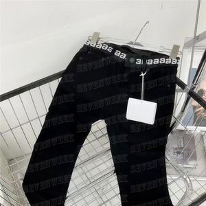 Women Denim Pants Designer Jeans Letter Webbing Waist Elastic Pencil Pant Slim Black Tights Four Season